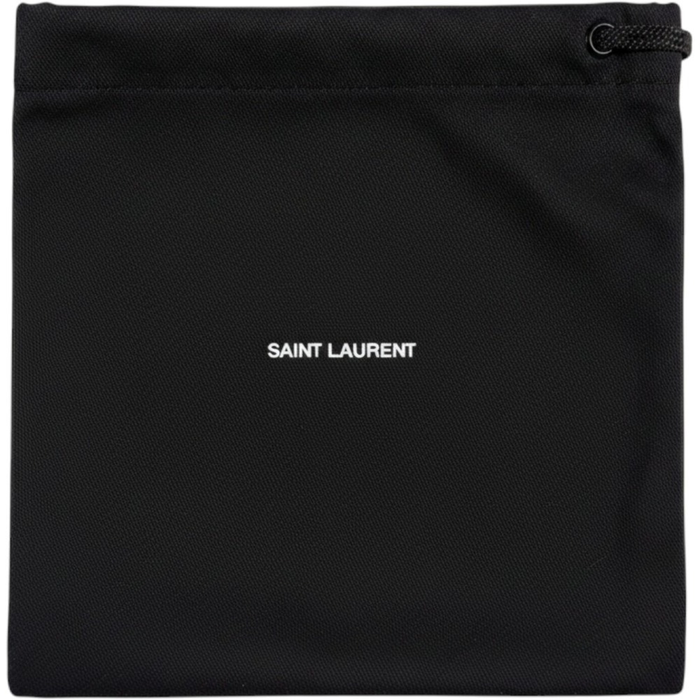 Saint Laurent Black Cotton Canvas Drawstring Dust Bag Logo Pouch 5x5.5 wallet